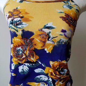 Capricorn Woman Flower Beaded Top Size S
